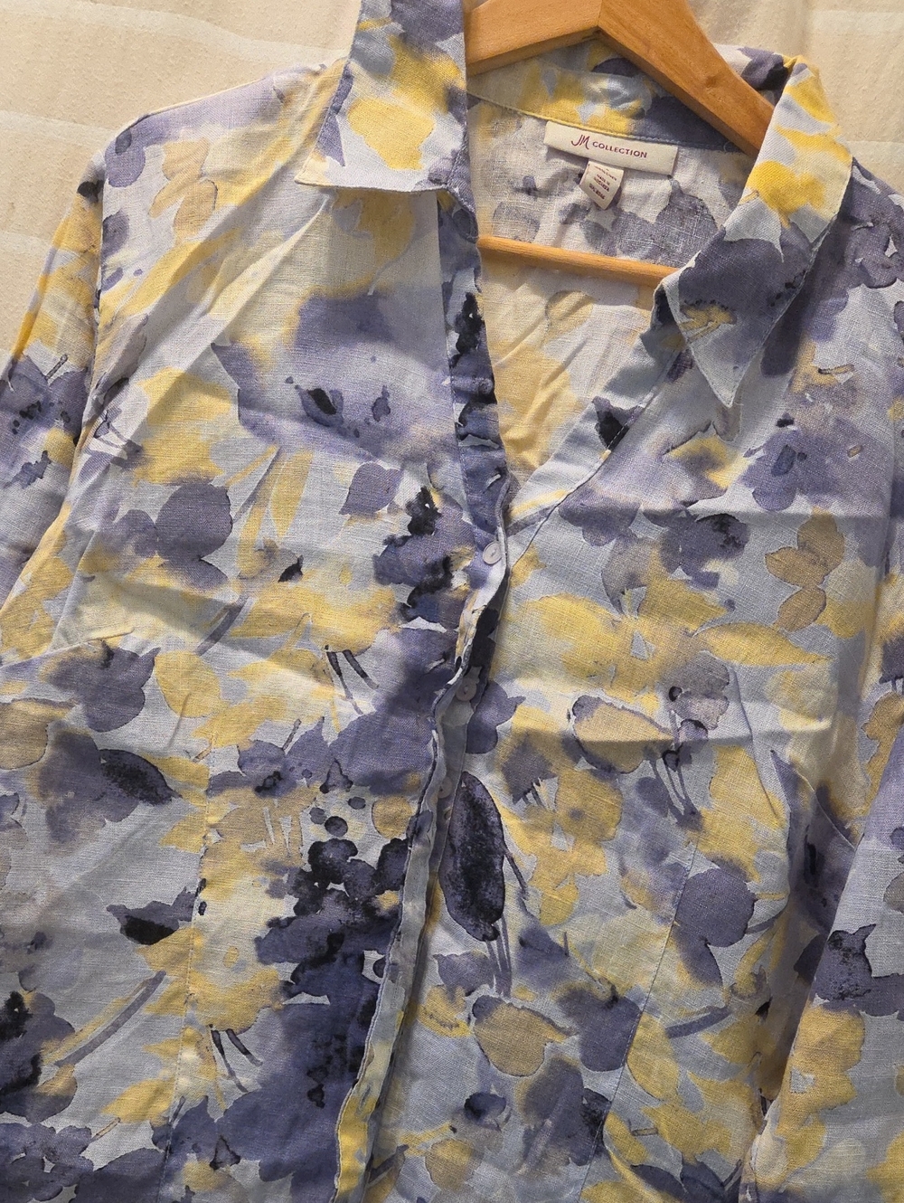 JM Collection Yellow & Lavender Floral Button-Down Shirt
